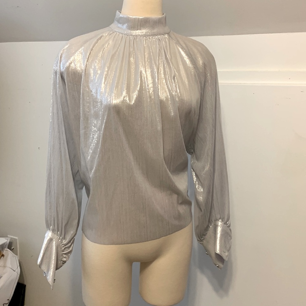 Stunning Shine Soft Blouse with Puff Sleeves